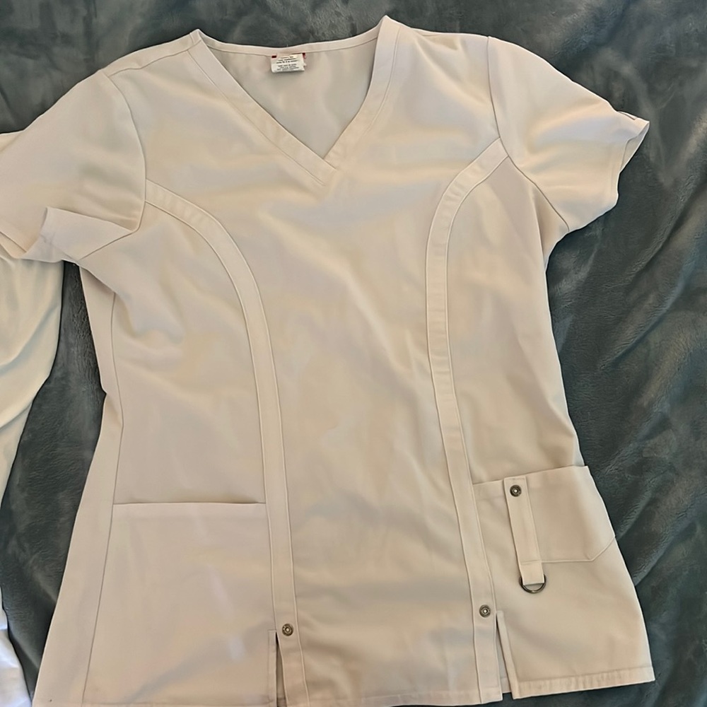 woman’s size small white scrub top